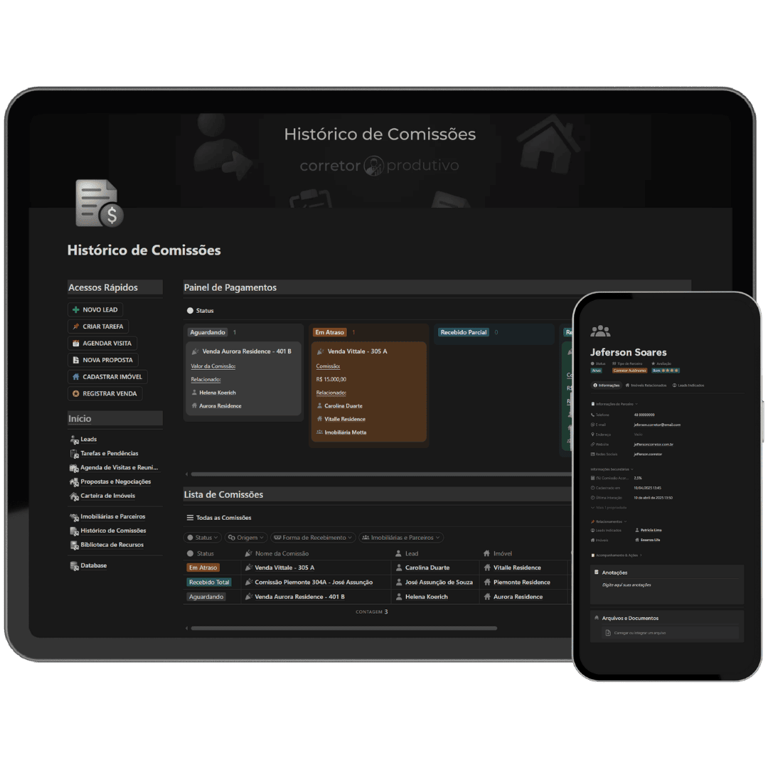 Histórico de comissões
